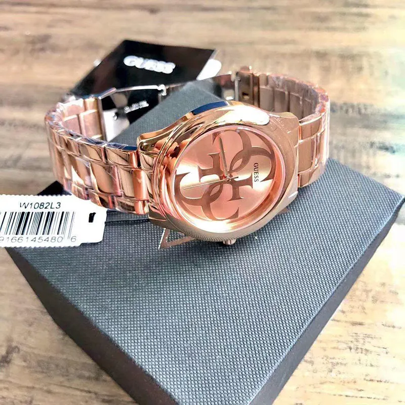 Guess G-Twist Rose Gold Dial Casual Ladies Watch- W1082L3